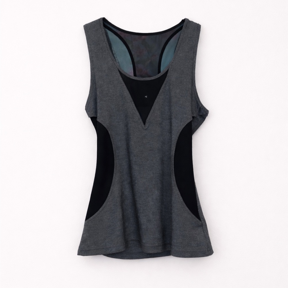 🖤 Gottex X by Gottex Diamond Mesh Racerback Tank | Gray Heather | Size L 🖤